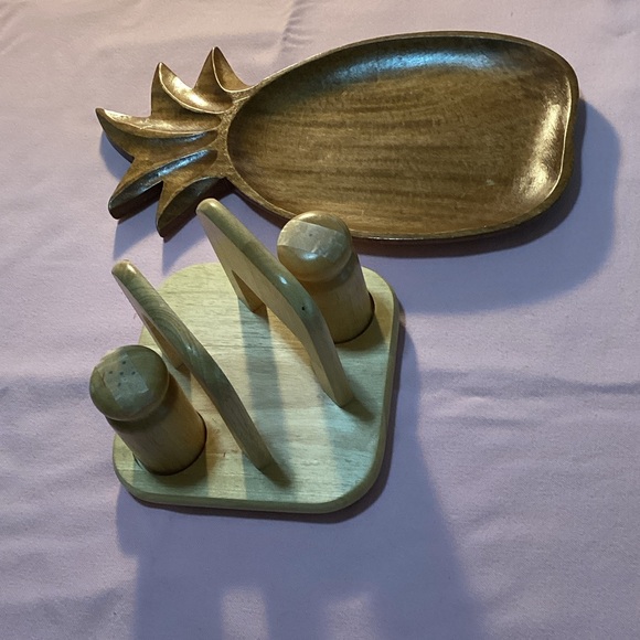 Other - Wooden S & P, Napkin Holder & Pineapple Tray